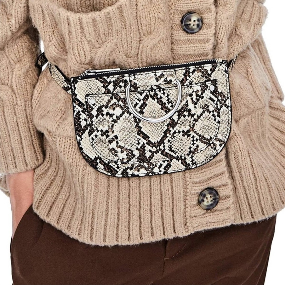 🎉2X HP🎊 Zara Snake Print Belt Bag/Fanny Pack - Picture 2 of 6